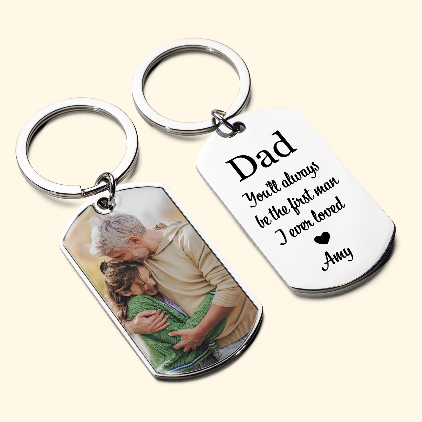You'll Always Be The First Man I Loved - Personalized Stainless Steel Photo Keychain
