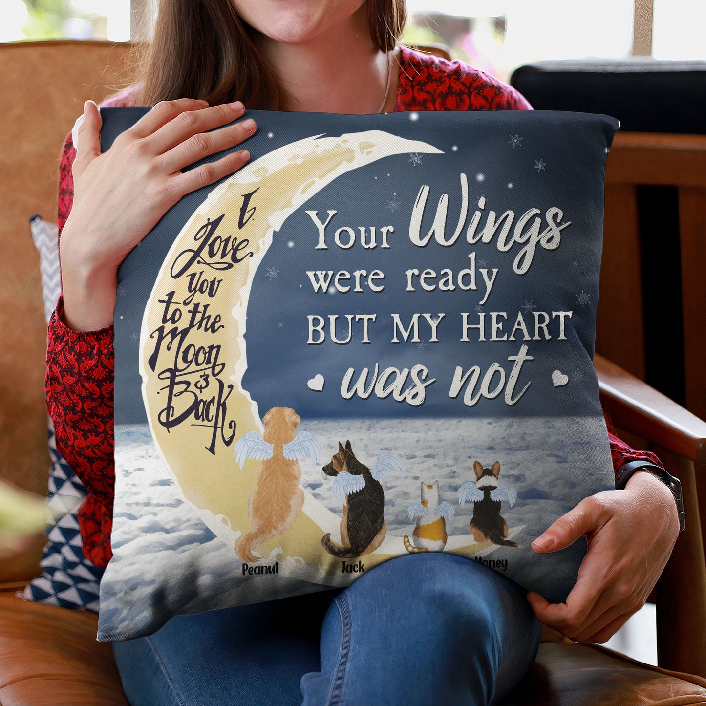Your Wings Were Ready But My Heart Was Not - Personalized Pillow - Christmas, Memorial, Loving Gift For Pet Loss Owners, Cat Lovers, Dog Lovers