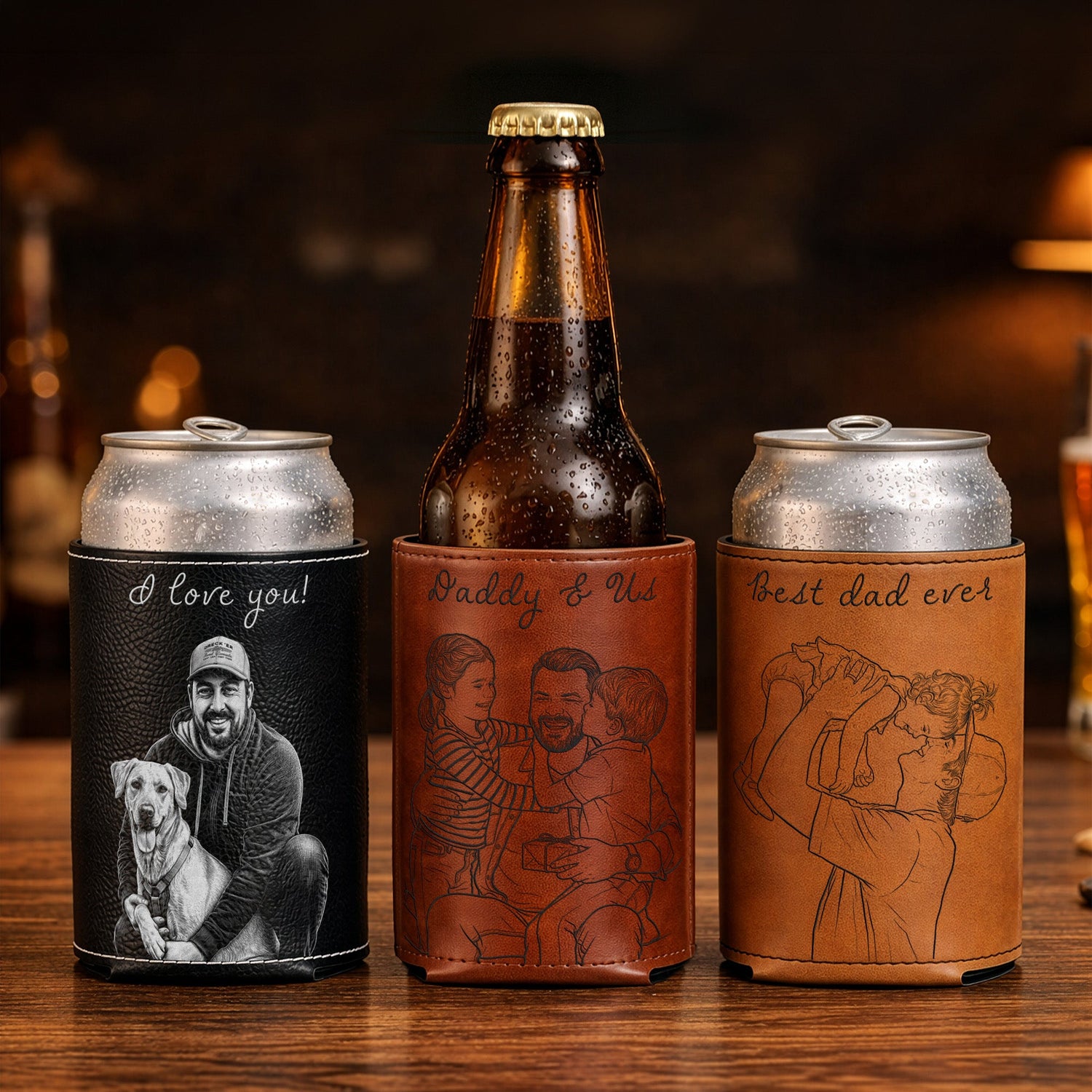 Printed Leather Can Cooler
