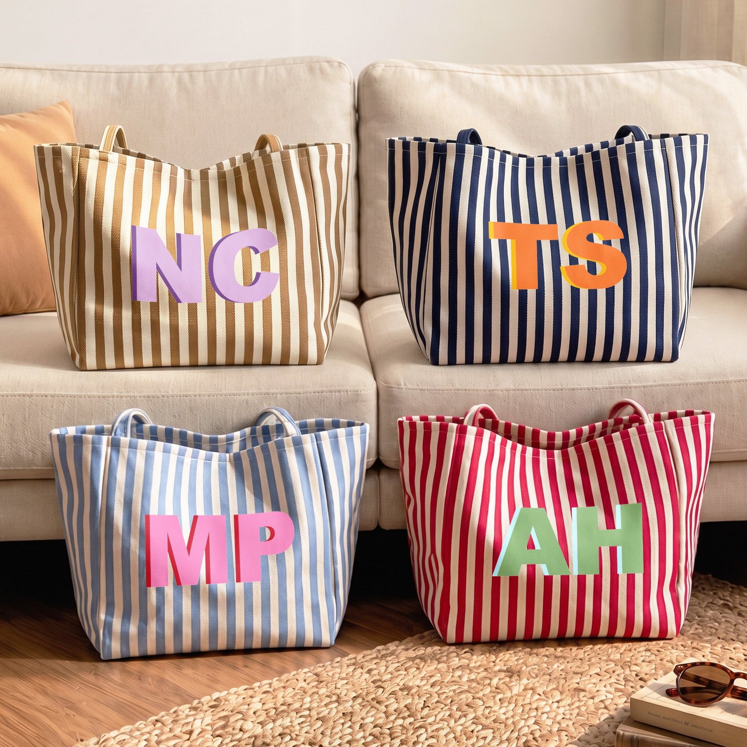 Striped Canvas Tote Bag