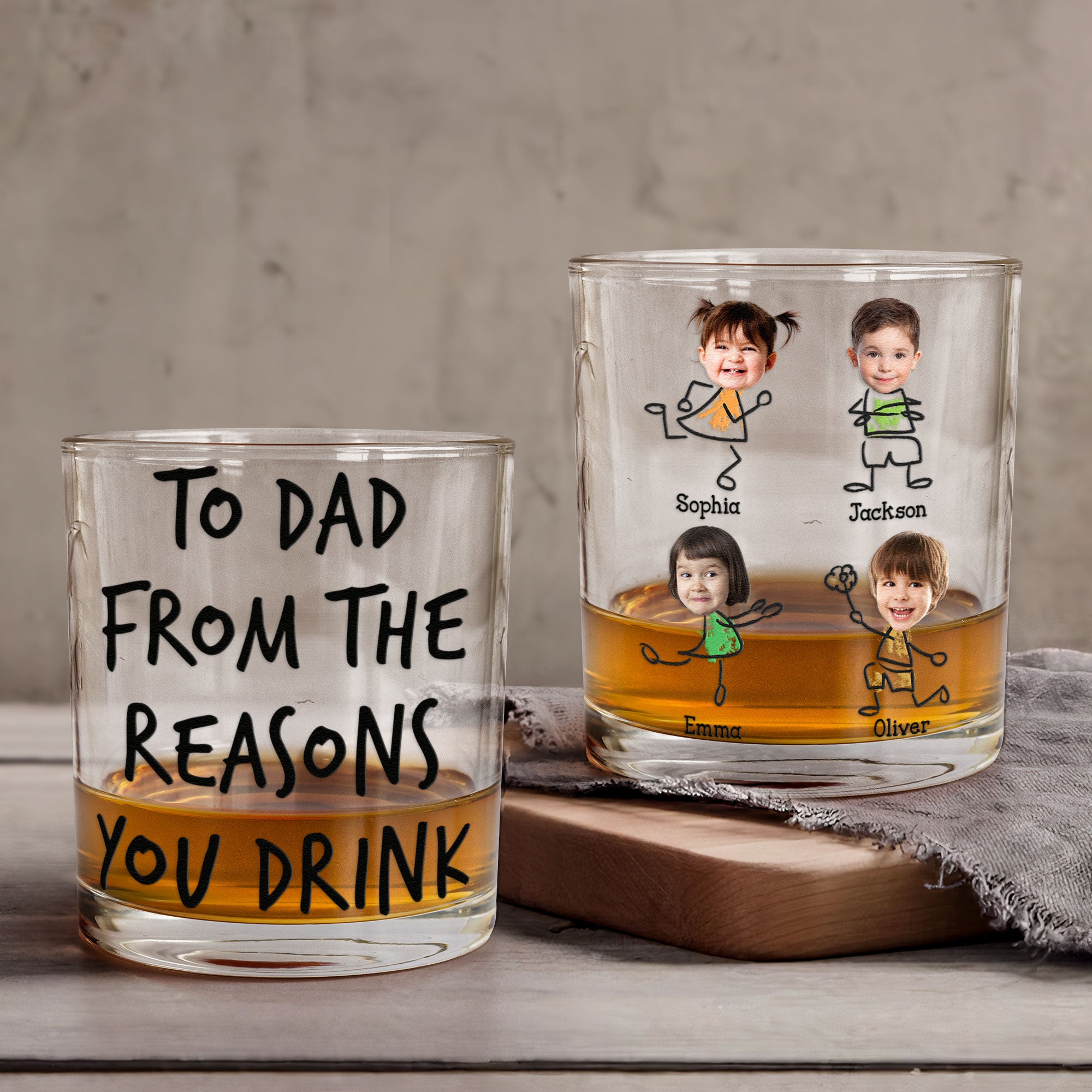 Custom Photo From The Reasons You Drink - Dog & Cat Personalized Custom Whiskey Glass With Cigarette Holder - Father's Day,  Gift For Dad, Pet Owners, Pet Lovers