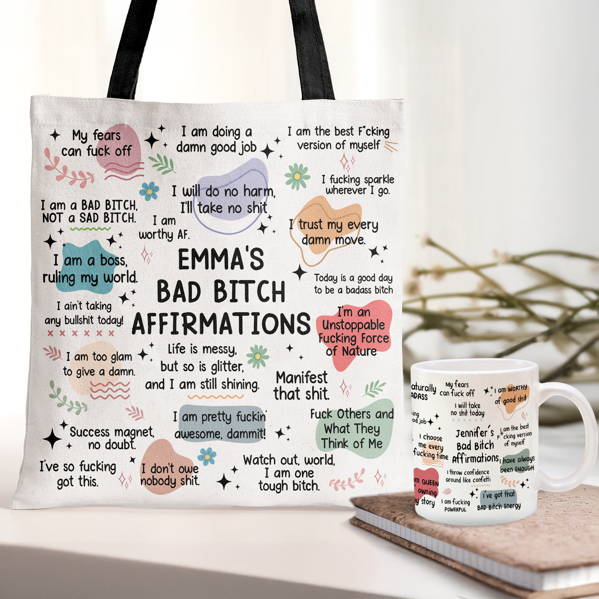 Funny Mug - Bad B*Tch Affirmations - For Coworkers, Friends, Self Gift - Personalized Mug