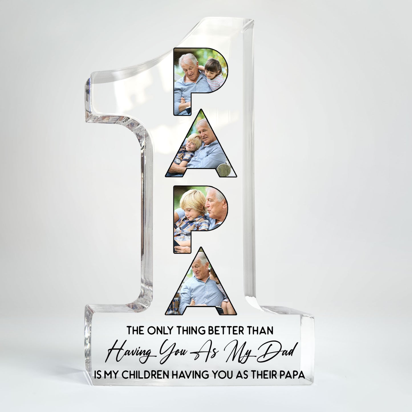 #1 Christmas Gift For Dad, Grandpa - Personalized Acrylic Photo Plaque