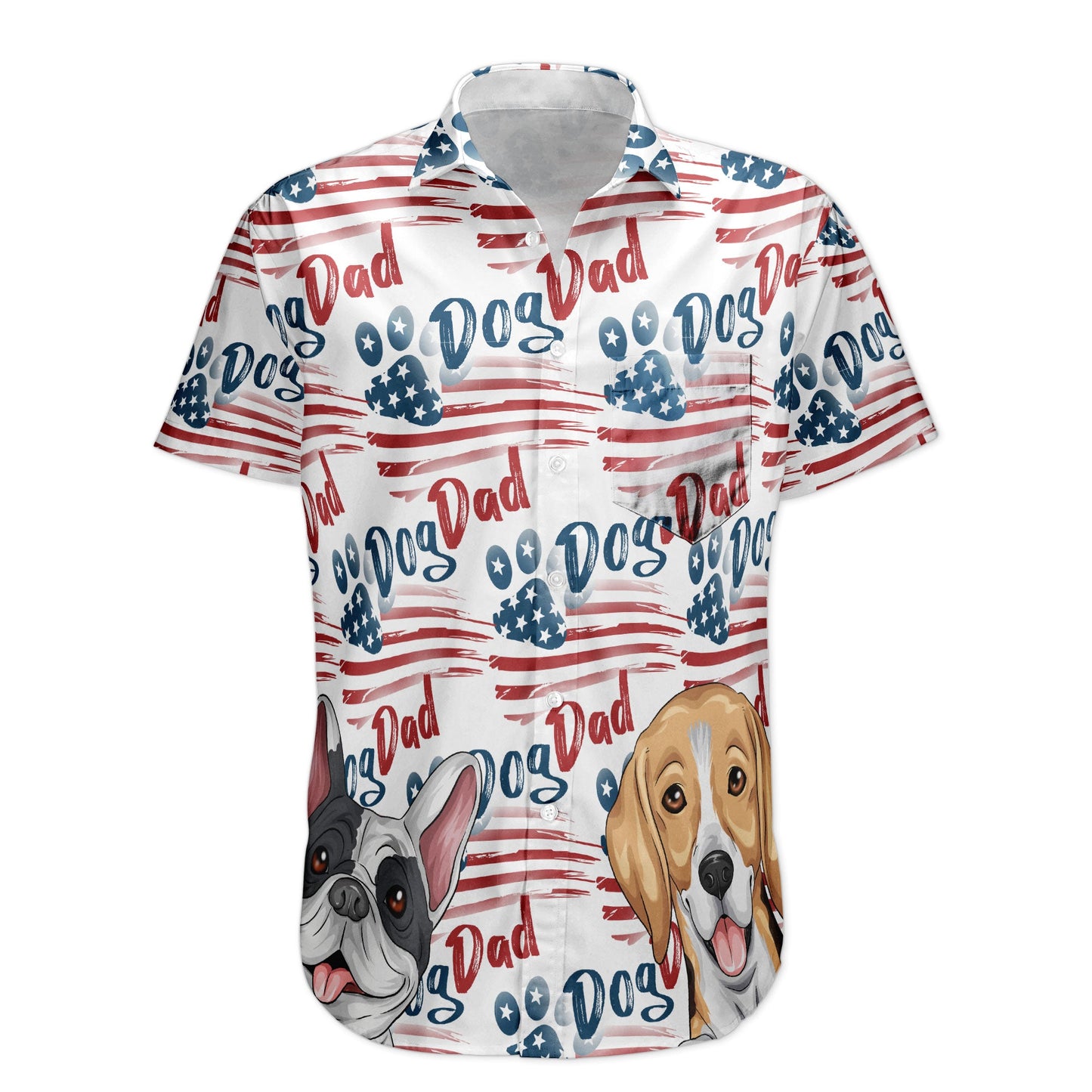 Dog Dad Patriotic America 4th Of July - Personalized Hawaiian Shirt