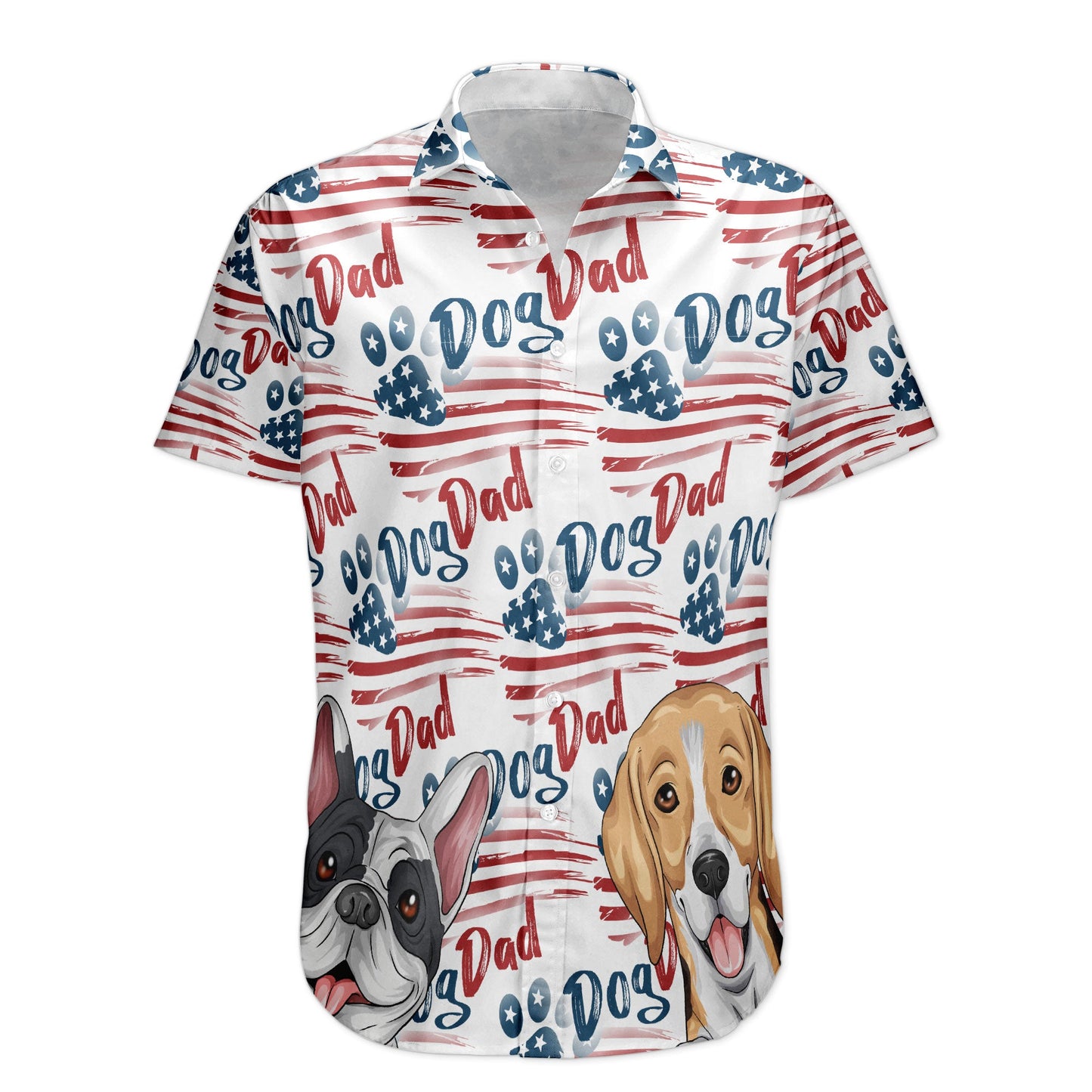 Dog Dad Patriotic America 4th Of July - Personalized Hawaiian Shirt