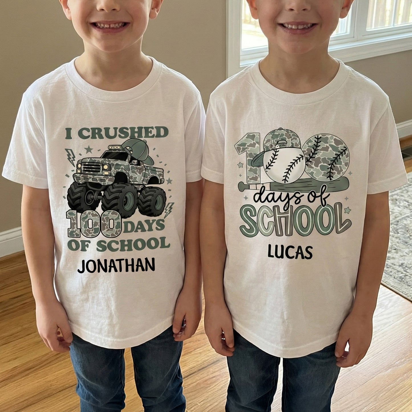 100 Days Of School Camo Style Gift For Kid - Personalized Shirt