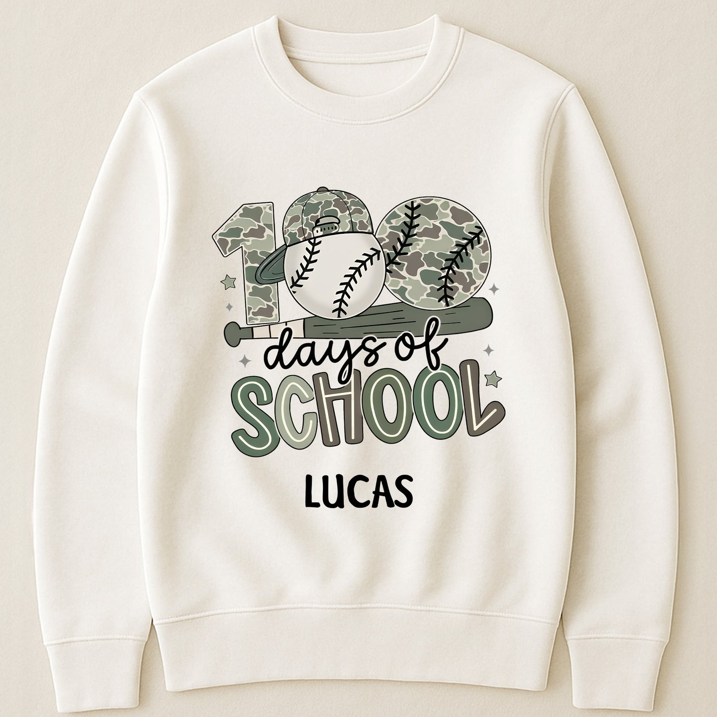 100 Days Of School Camo Style Gift For Kid - Personalized Shirt