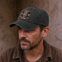 100 Years Route 66 250 Years USA - Personalized Distressed Denim Cap