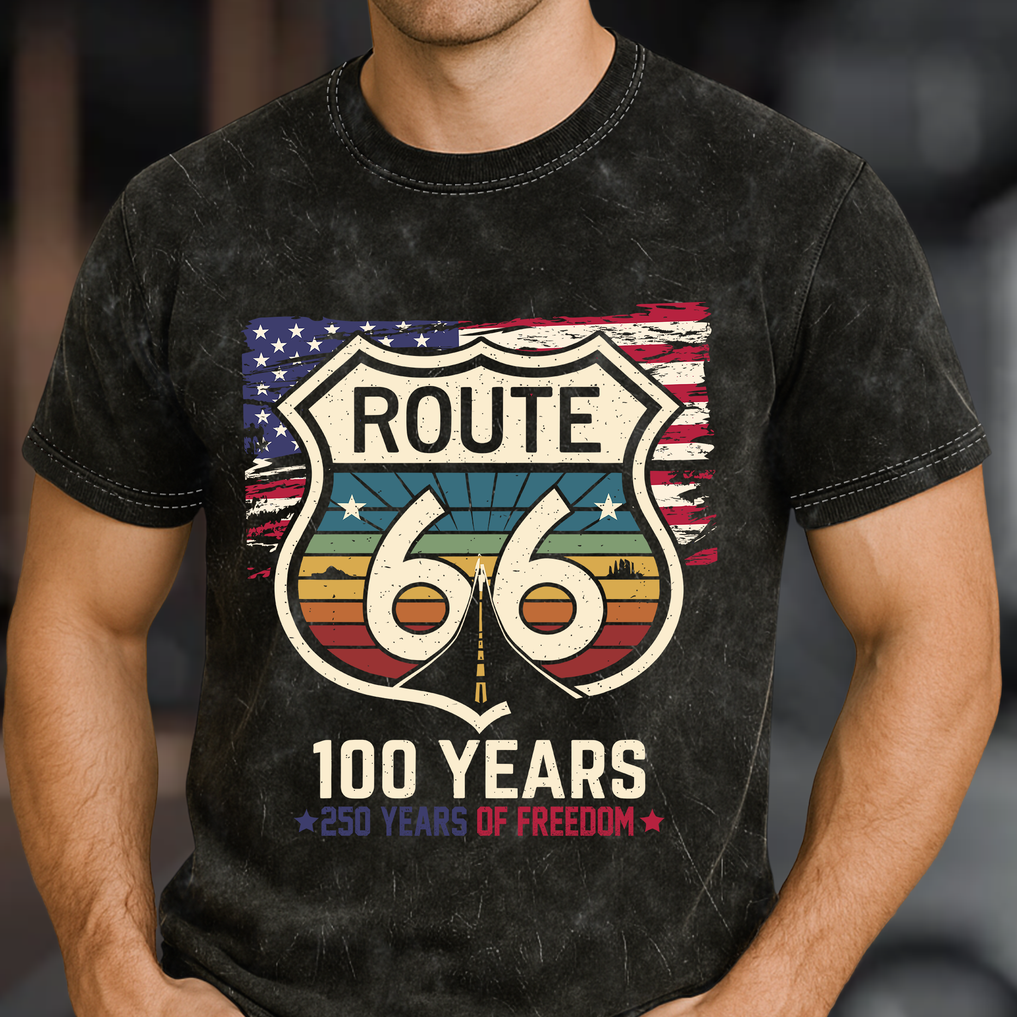 100_Years_Route_66_250_Years_USA_Acid_Wash_T_Shirt_4