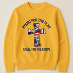 Patchwork Style USA Flag And Cross Print - Shirt