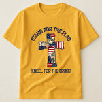 Patchwork Style USA Flag And Cross Print - Shirt