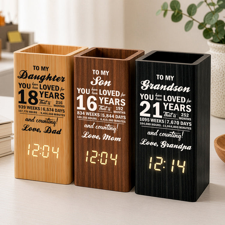 16th 18th 21st Birthday Gift For Son Daughter - Personalized Pen Holder With Clock 1