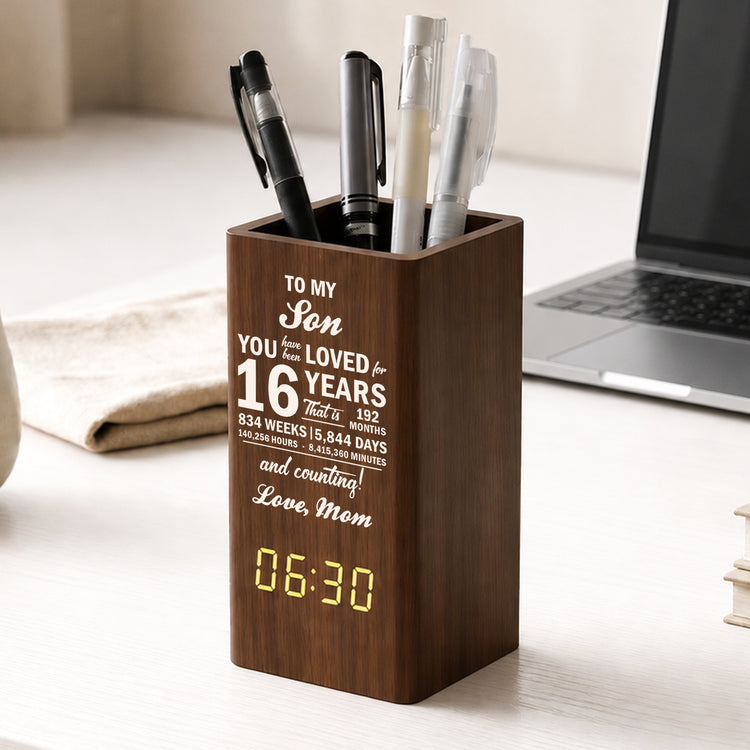16th 18th 21st Birthday Gift For Son Daughter - Personalized Pen Holder With Clock 2