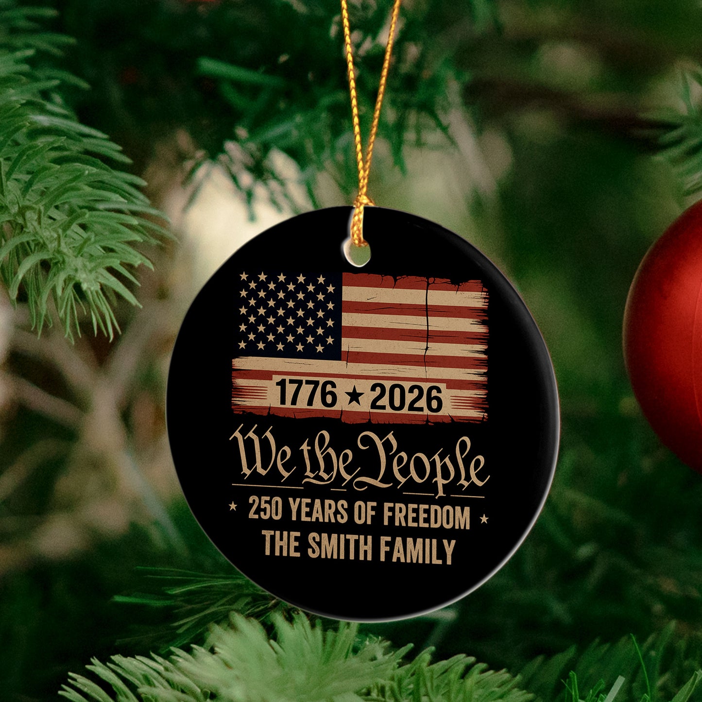 1776-2026 250 Years Anniversary United States Of America Patriotic Liberty Gift - Personalized Ceramic Ornament