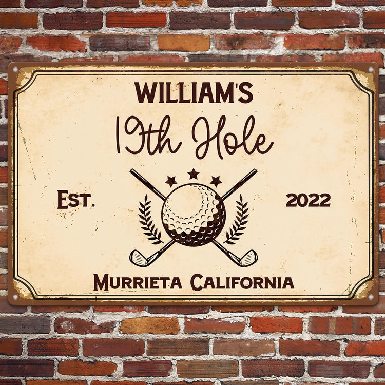19Th-Hole-Golf-Bar,-Golf-Decor-Gift-Personalized-Metal-Sign1