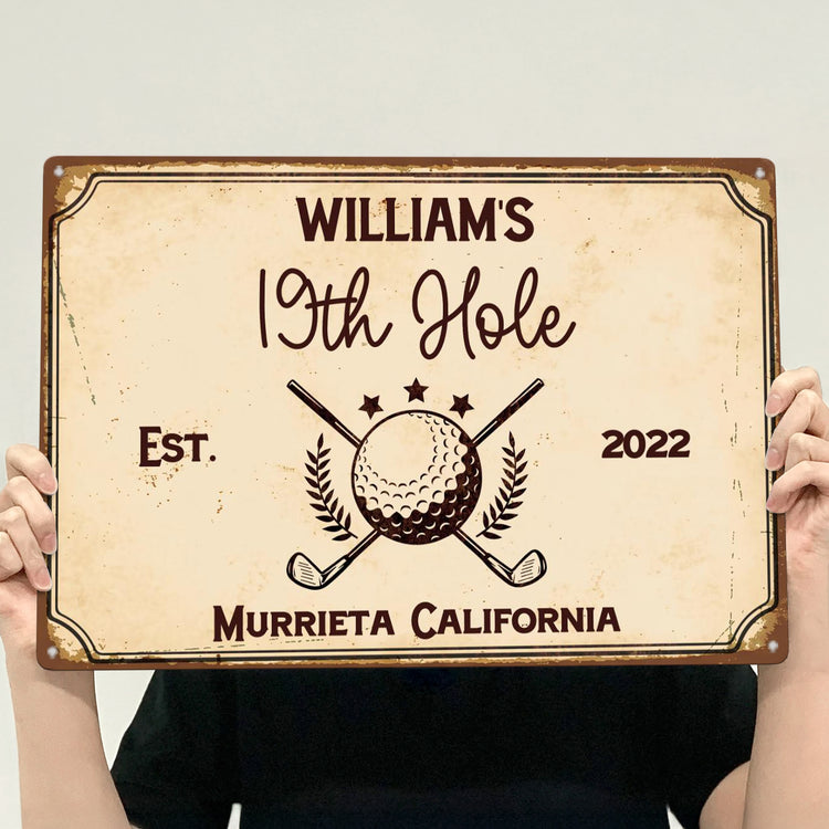 19Th-Hole-Golf-Bar,-Golf-Decor-Gift-Personalized-Metal-Sign4