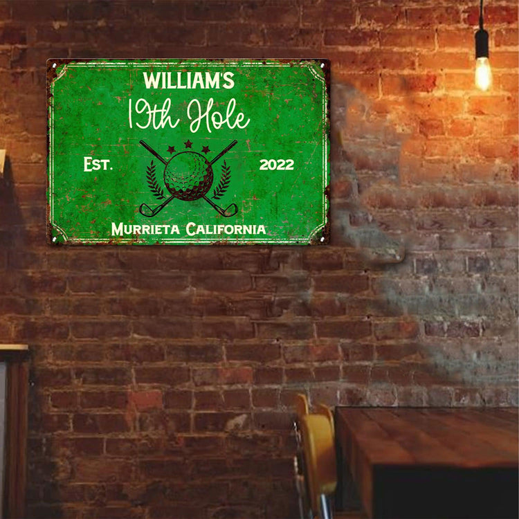 19Th-Hole-Golf-Bar,-Golf-Decor-Gift-Personalized-Metal-Sign6