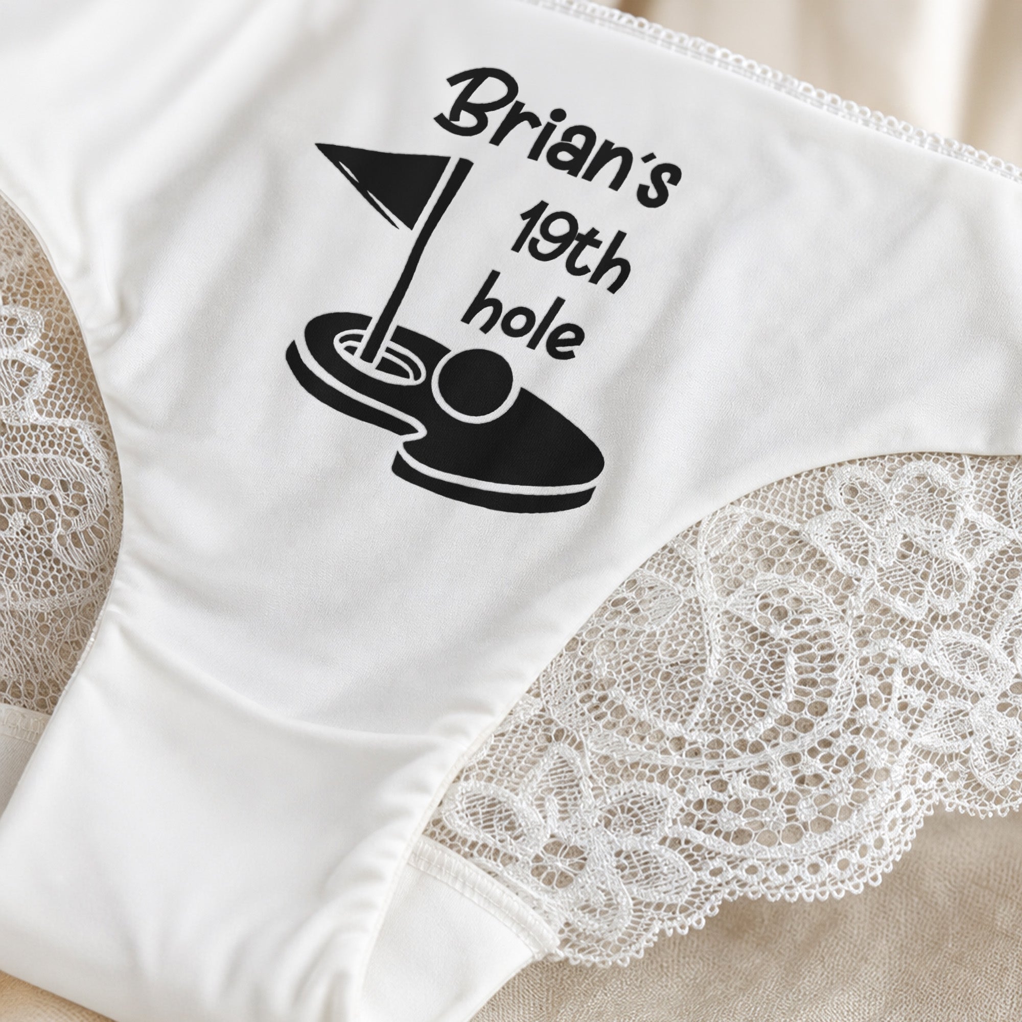19th Hole Funny Golf Underwear Bachelorette, Wedding Party, Bridal Shower Valentines Anniversary - Personalized Panty