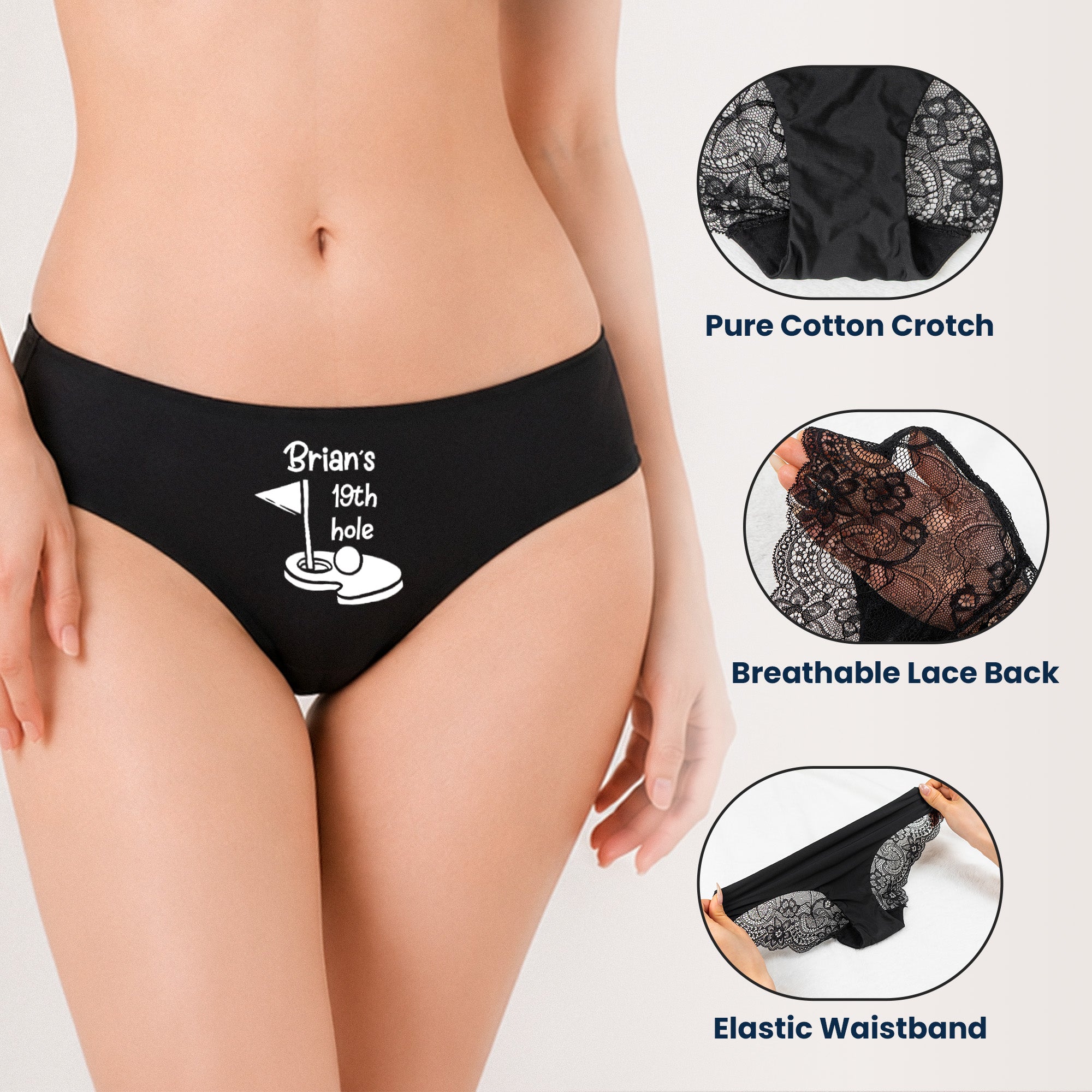 19th Hole Funny Golf Underwear Bachelorette, Wedding Party, Bridal Shower Valentines Anniversary - Personalized Panty
