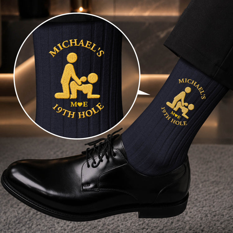 19th-Hole-Adult-Humor-Golf-Gift-Spicy-Gift-For-Him,-Husband,-Boyfriend-Personalized-Embroidered-Socks-7