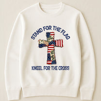 Patchwork Style USA Flag And Cross Print - Shirt
