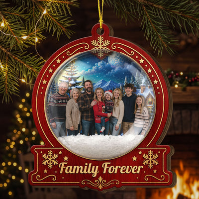 Custom Photo For Family, Grandparents, Grandkids, Siblings - 3D Snow Ball - Personalized Ornament