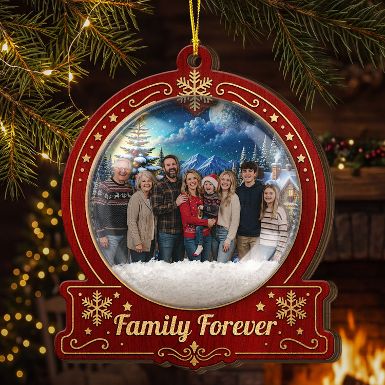 Custom Photo For Family, Grandparents, Grandkids, Siblings - 3D Snow Ball - Personalized Ornament 1