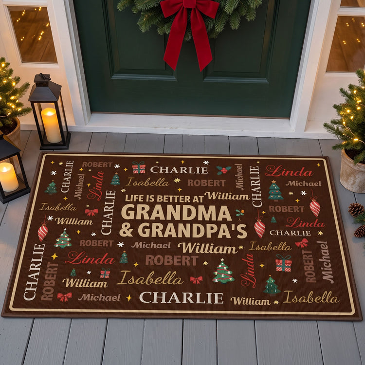 Grandkids Spoiled Here - Customize With Kids Names - Personalized Doormat 2