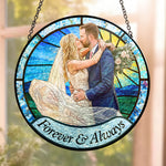 Forever & Always Couple Stained Glass Art Anniversary Valentine's Day Gift - Personalized Window Hanging Suncatcher 2