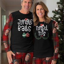 Tinsel Tits Jingle Balls Christmas Couples - Personalized Photo Pajamas