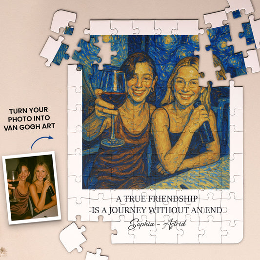 A True Friendship Is A Journey Van Gogh Art - Personalized Photo Jigsaw Puzzle