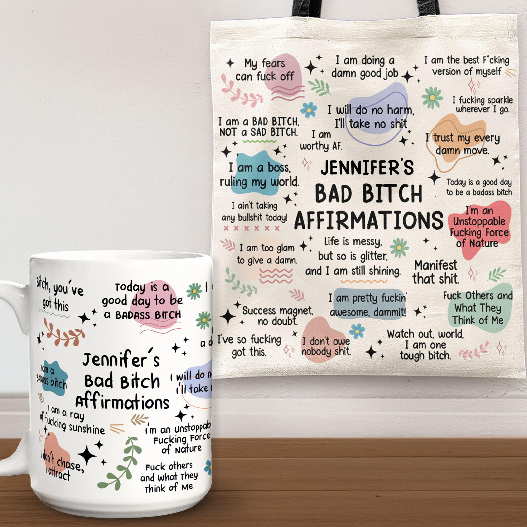 Funny Mug - Bad B*Tch Affirmations - For Coworkers, Friends, Self Gift - Personalized Mug