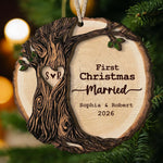 1st Christmas As Mr & Mrs Christmas Couple Gifts 2 Layers Ornament - Personalized Ornament