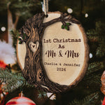 1st Christmas As Mr & Mrs Christmas Couple Gifts 2 Layers Ornament - Personalized Ornament