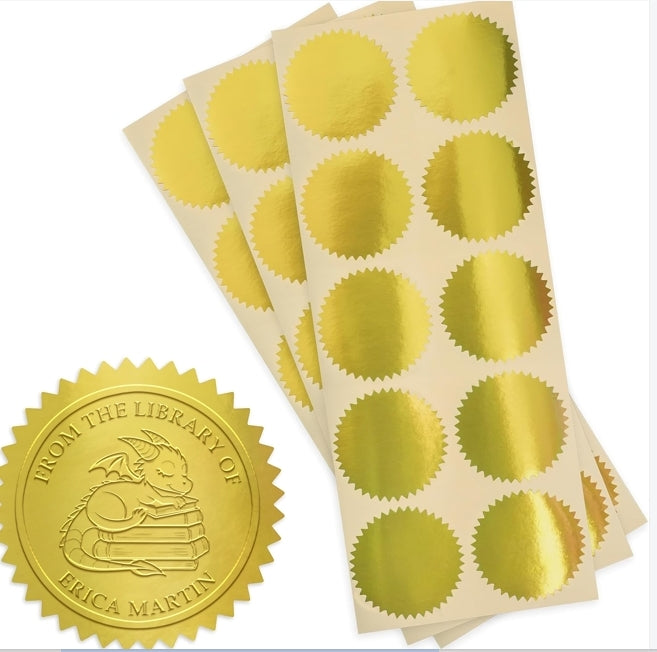 100 Pack Gold Embosser Stickers