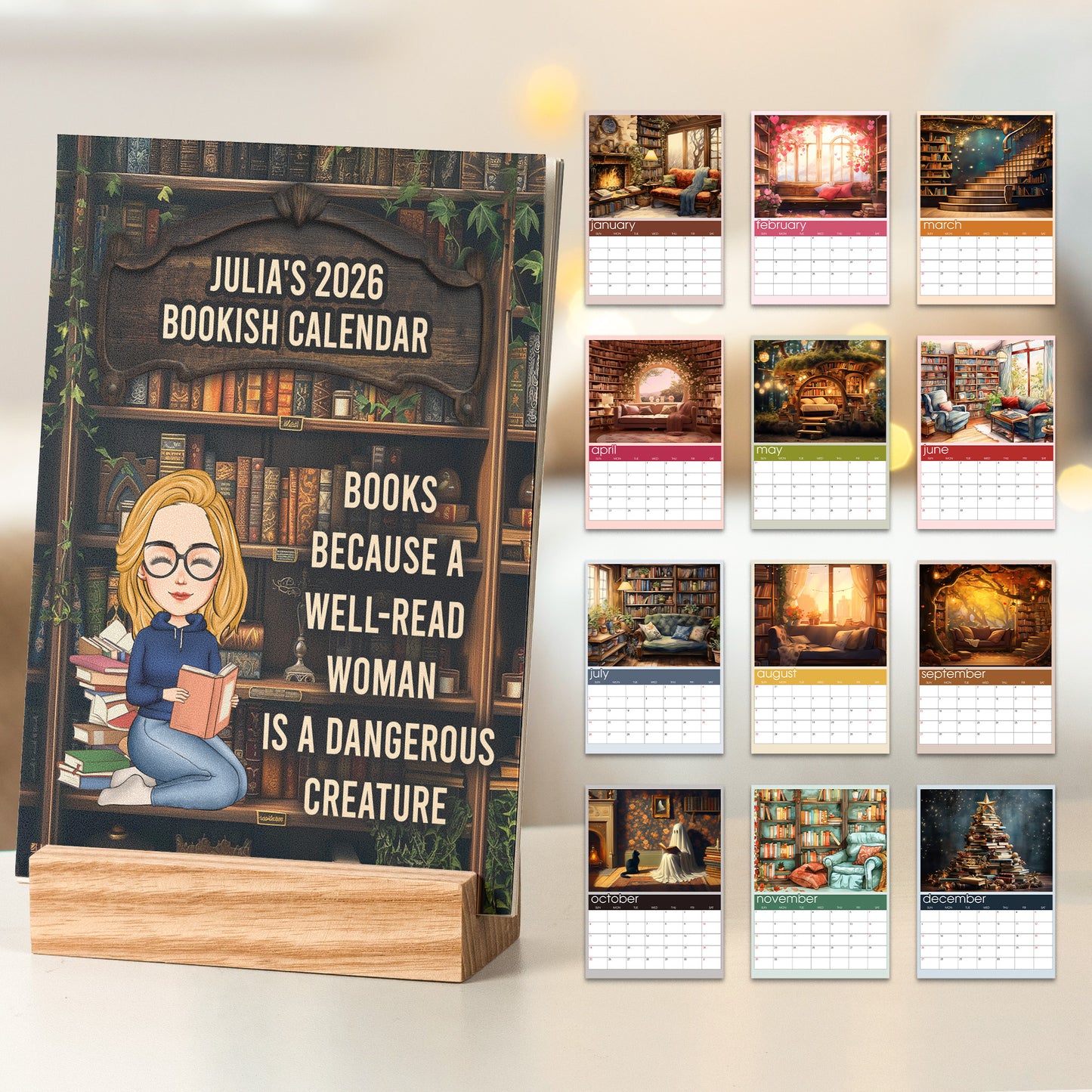 2026 Bookish Calendar - Personalized Easel Calendar