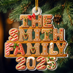 2026 Custom Family Name Gingerbread Letters - Personalized Acrylic Ornament