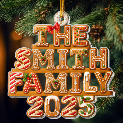 2026 Custom Family Name Gingerbread Letters - Personalized Acrylic Ornament