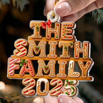 2025 Custom Family Name Gingerbread Letters - Personalized Acrylic Ornament
