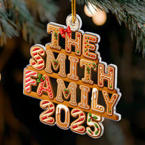 2025 Custom Family Name Gingerbread Letters - Personalized Acrylic Ornament