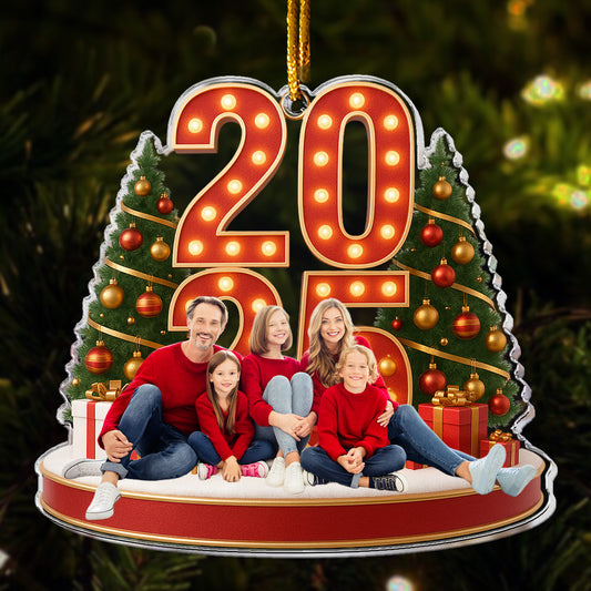 2025 Custom Photo Christmas Bulk Gifts For Family, Friends - Personalized Acrylic Photo Ornament