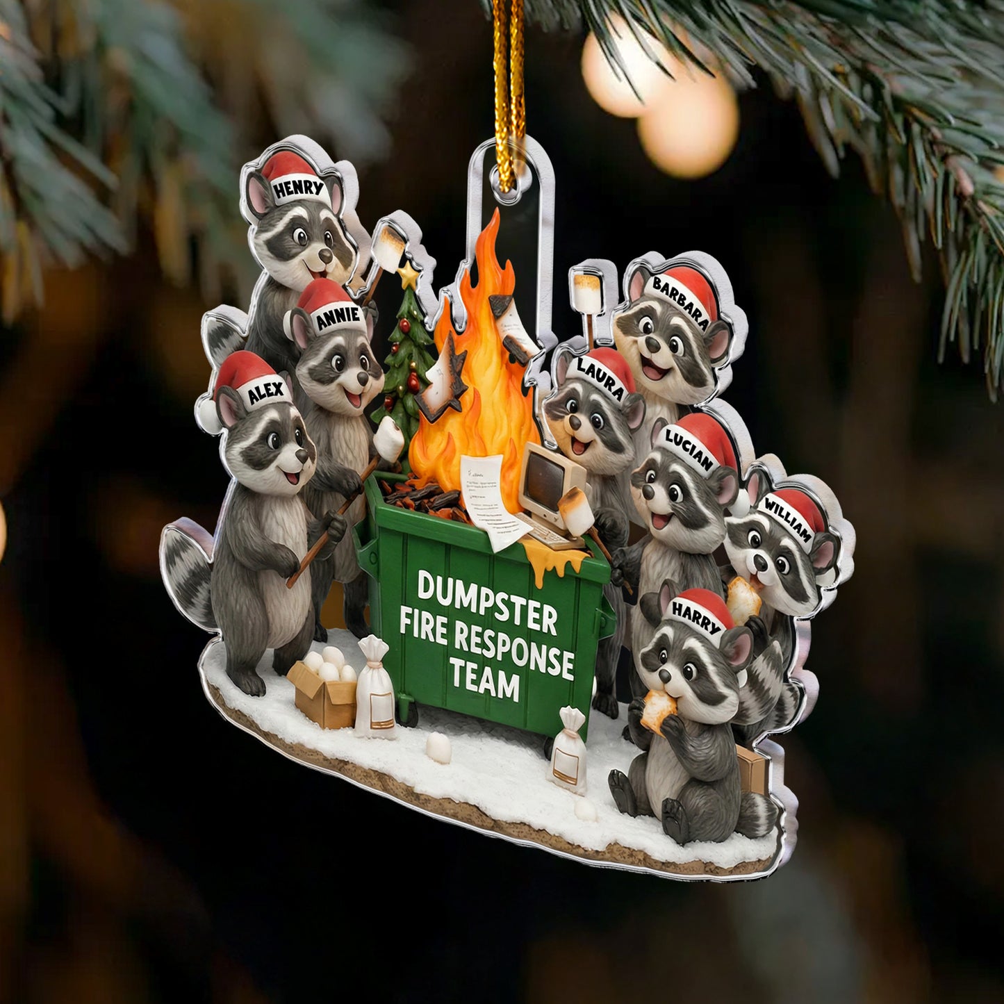 2025 Dumpster On Fire Response Team - Funny Exchange Gift For Coworker Team - Personalized Acrylic Ornament