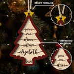 2026 Family Christmas Ornament, Christmas Tree Ornament With Names - Personalized Wooden Ornament
