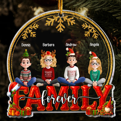 2026 Family, Siblings, Sisters Christmas Gold & Red - Personalized Acrylic Ornament