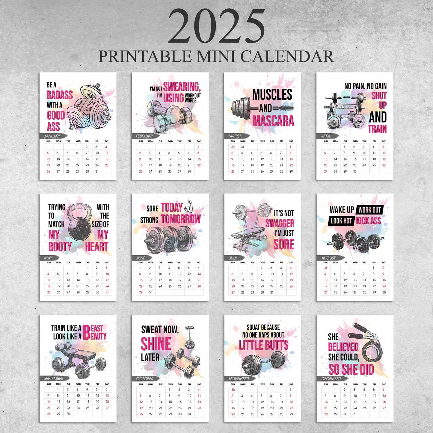 2025 Gym Calendar - Personalized Easel Calendar