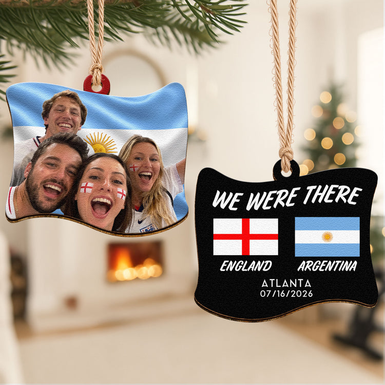 2026 Custom Photo Soccer Match Gift For Soccer Lovers, Fans Team - Flag Shape - Personalized Ornament 3