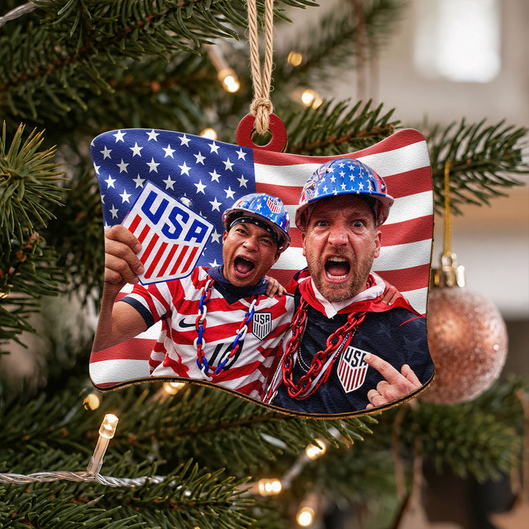 2026 Custom Photo Soccer Match Gift For Soccer Lovers, Fans Team - Flag Shape - Personalized Ornament 6