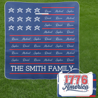 250 Years Of Freedom Patriotic Repeating Name - Personalized Picnic Blanket