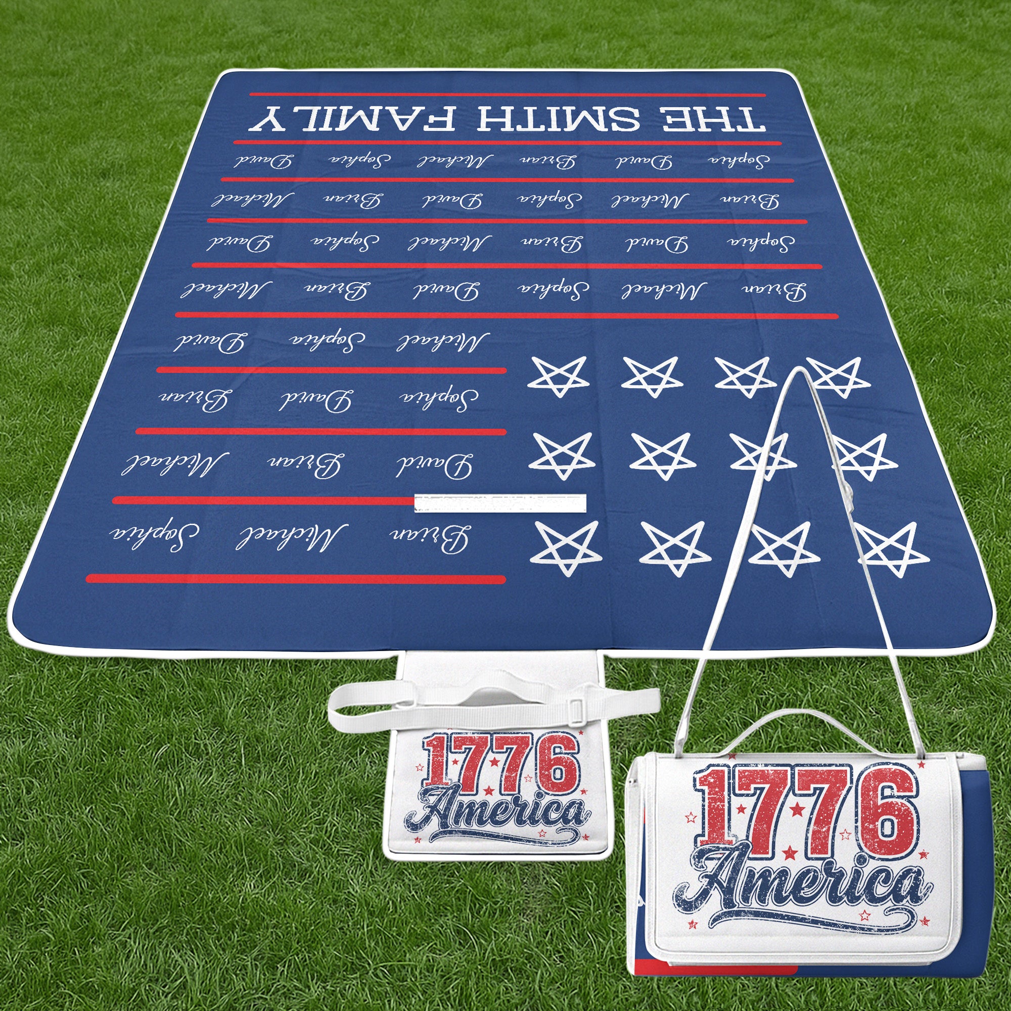 250 Years Of Freedom Patriotic Repeating Name - Personalized Picnic Blanket