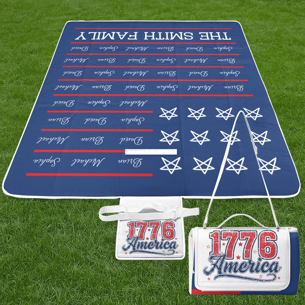 250 Years Of Freedom Patriotic Repeating Name - Personalized Picnic Blanket